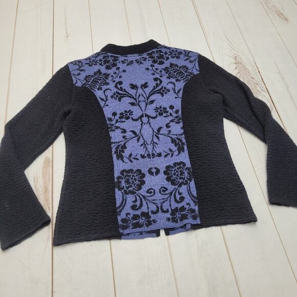 Alpaca Acrylic wool designer threads zip front floral knit jacket sustainable - Picture 5 of 7